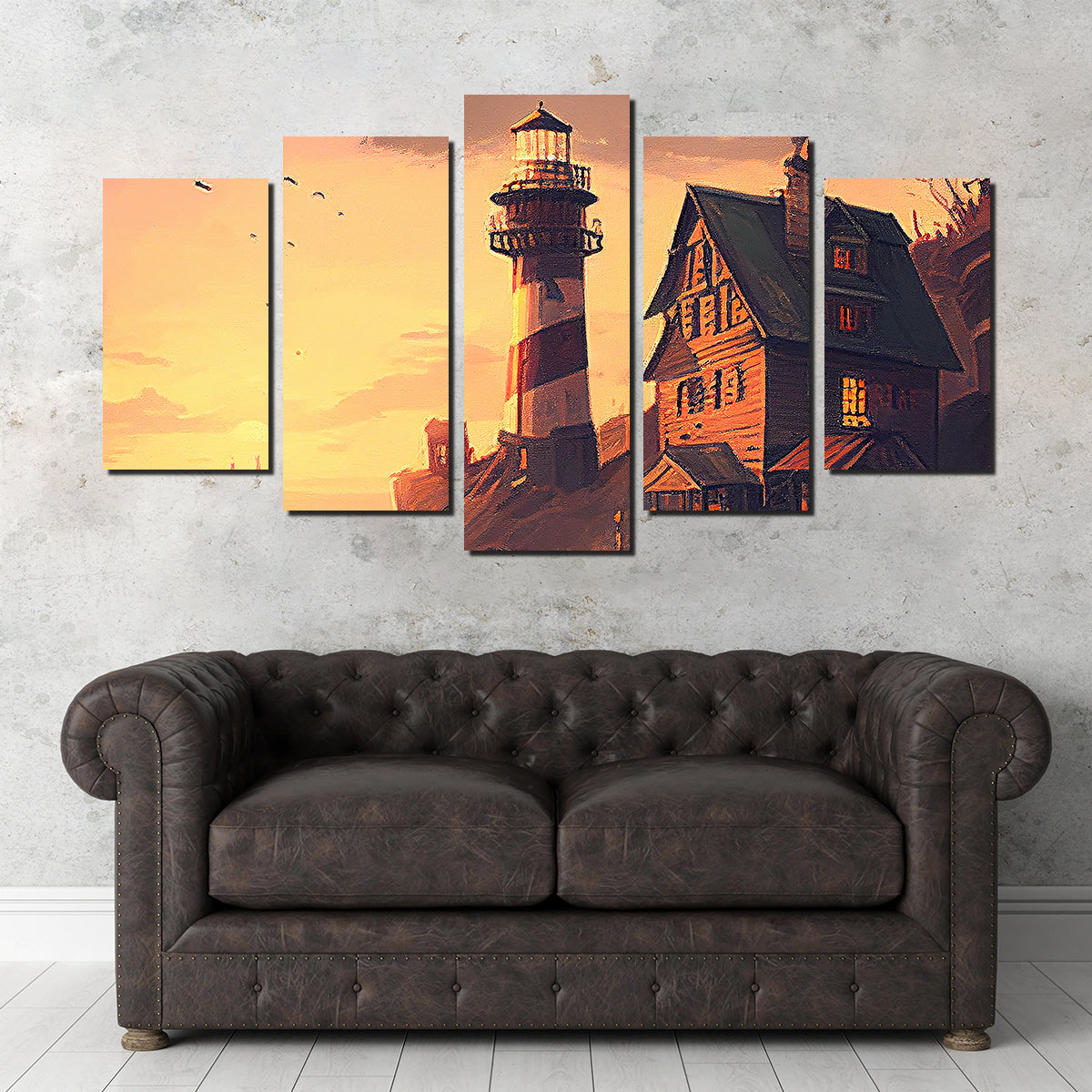 Cozy Lighthouse Shore Wall Art