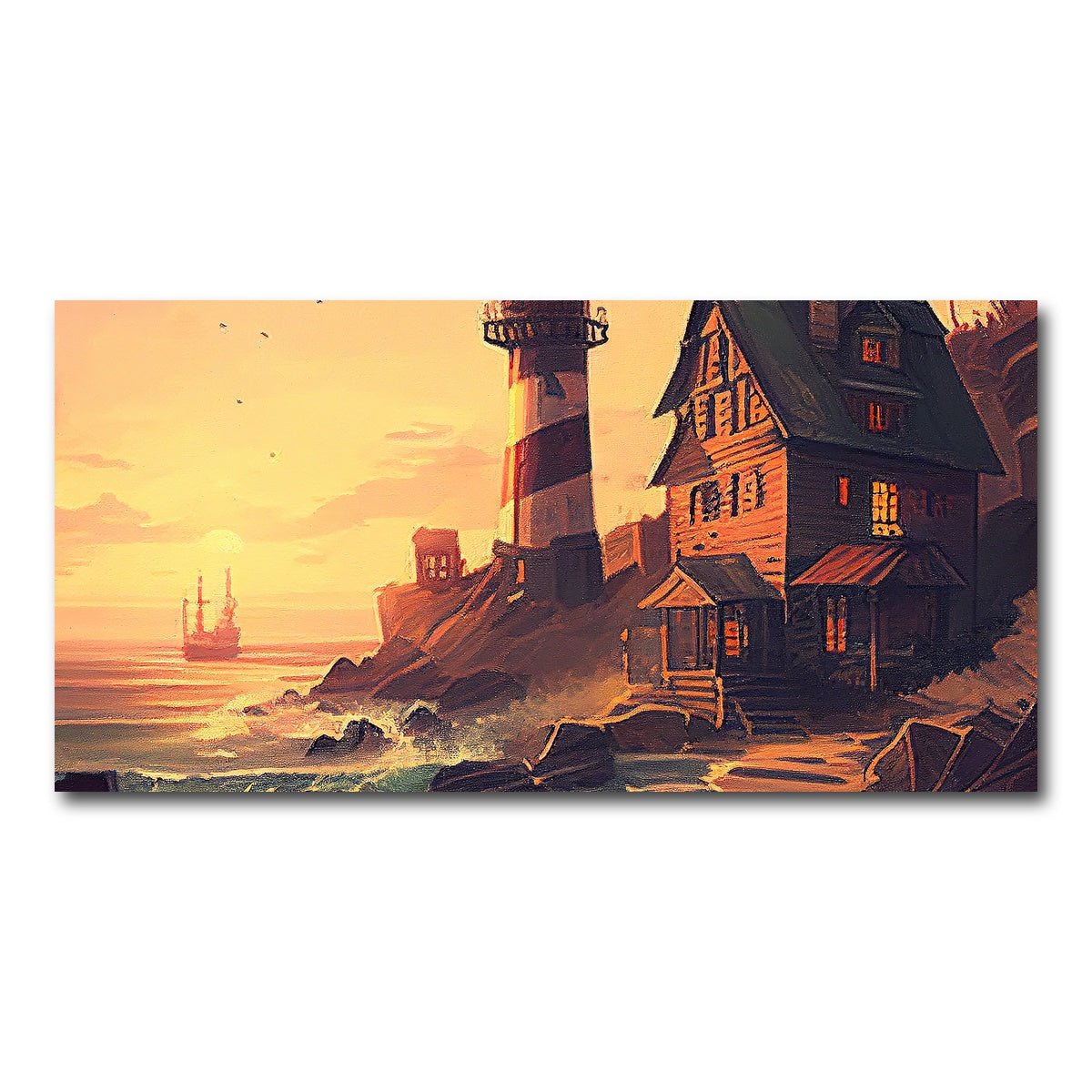 AUTO-MOCKUP WHITE | Cozy Lighthouse Shore | 1 Piece | Gallery Wrap Canvas | group=2x1