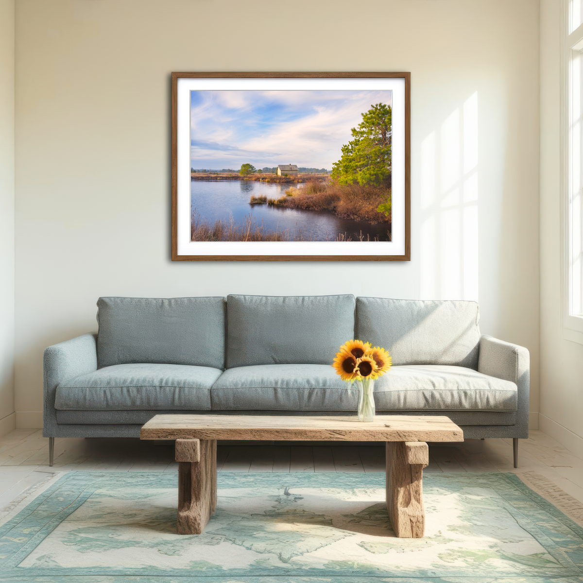 AUTO-MOCKUP ROOM | Cranberry Bog Pumpshack Sunrise Wall Art