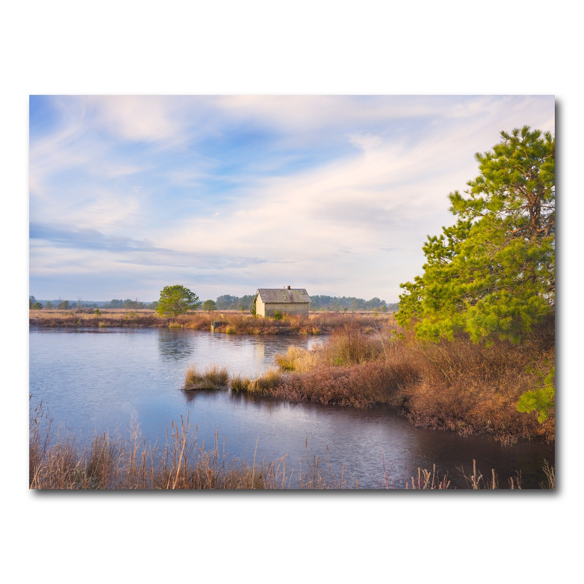 AUTO-MOCKUP WHITE | Cranberry Bog Pumpshack Sunrise | 1 Piece | Gallery Wrap Canvas | group=4x3