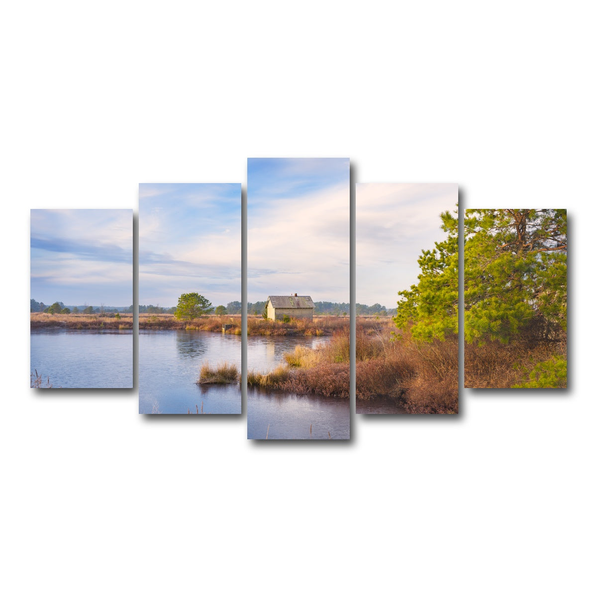 AUTO-MOCKUP WHITE | Cranberry Bog Pumpshack Sunrise | 5 Piece | Gallery Wrap Canvas | group=5_normal
