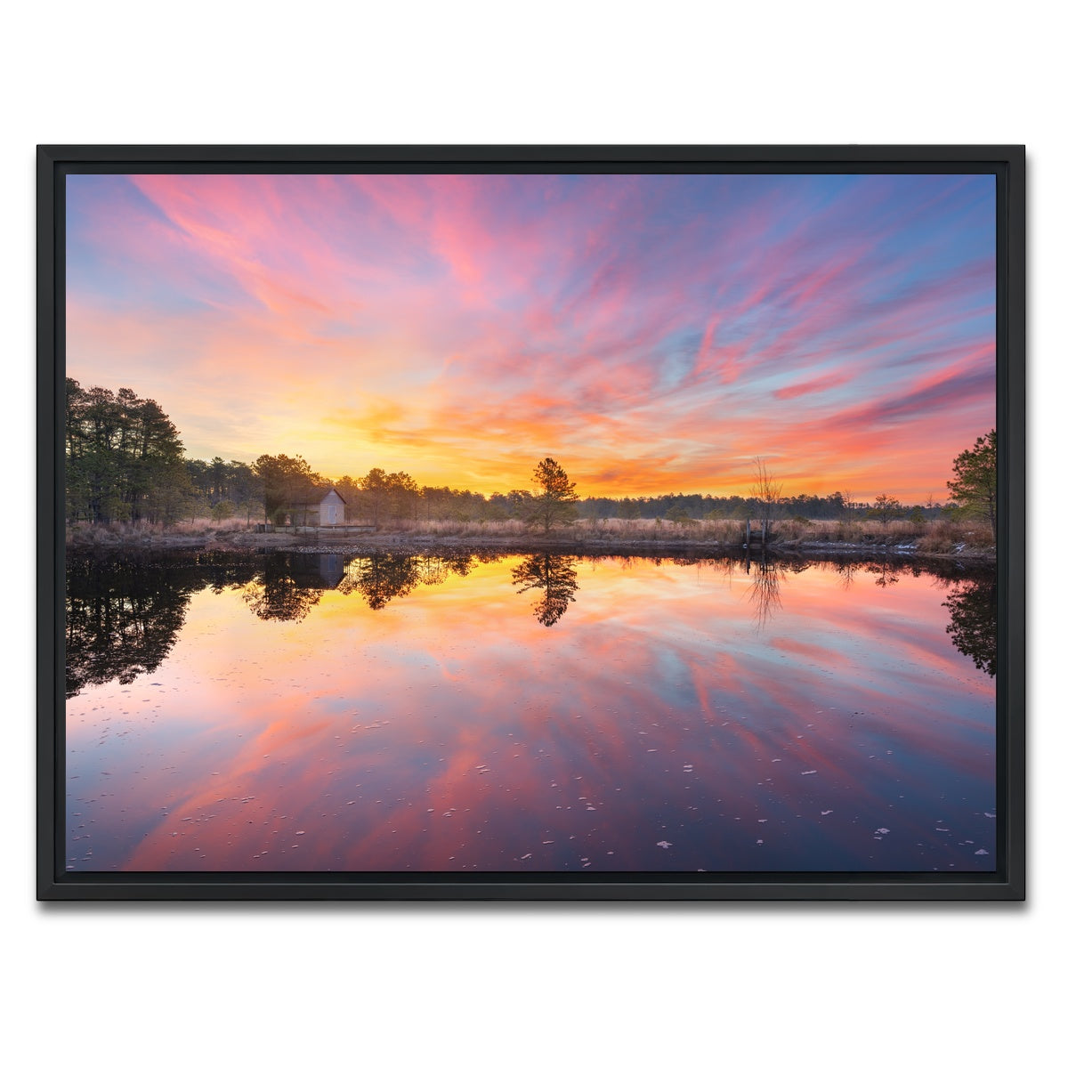 AUTO-MOCKUP WHITE | Cranberry Bog Sunrise Big Skies | 1 Piece | Black Framed Canvas | group=4x3