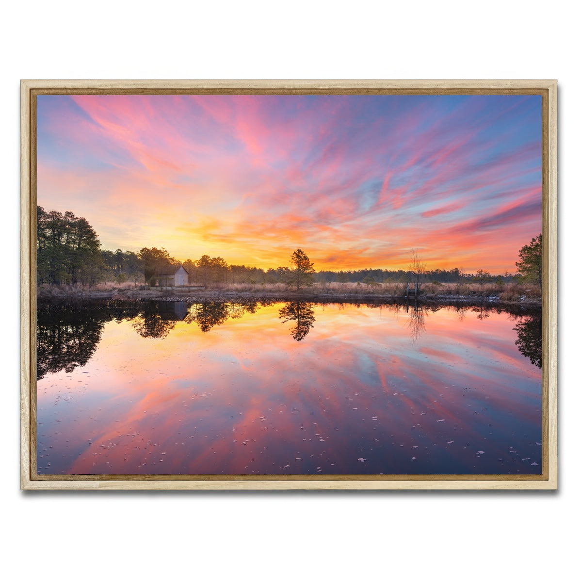 AUTO-MOCKUP WHITE | Cranberry Bog Sunrise Big Skies | 1 Piece | Natural Framed Canvas | group=4x3