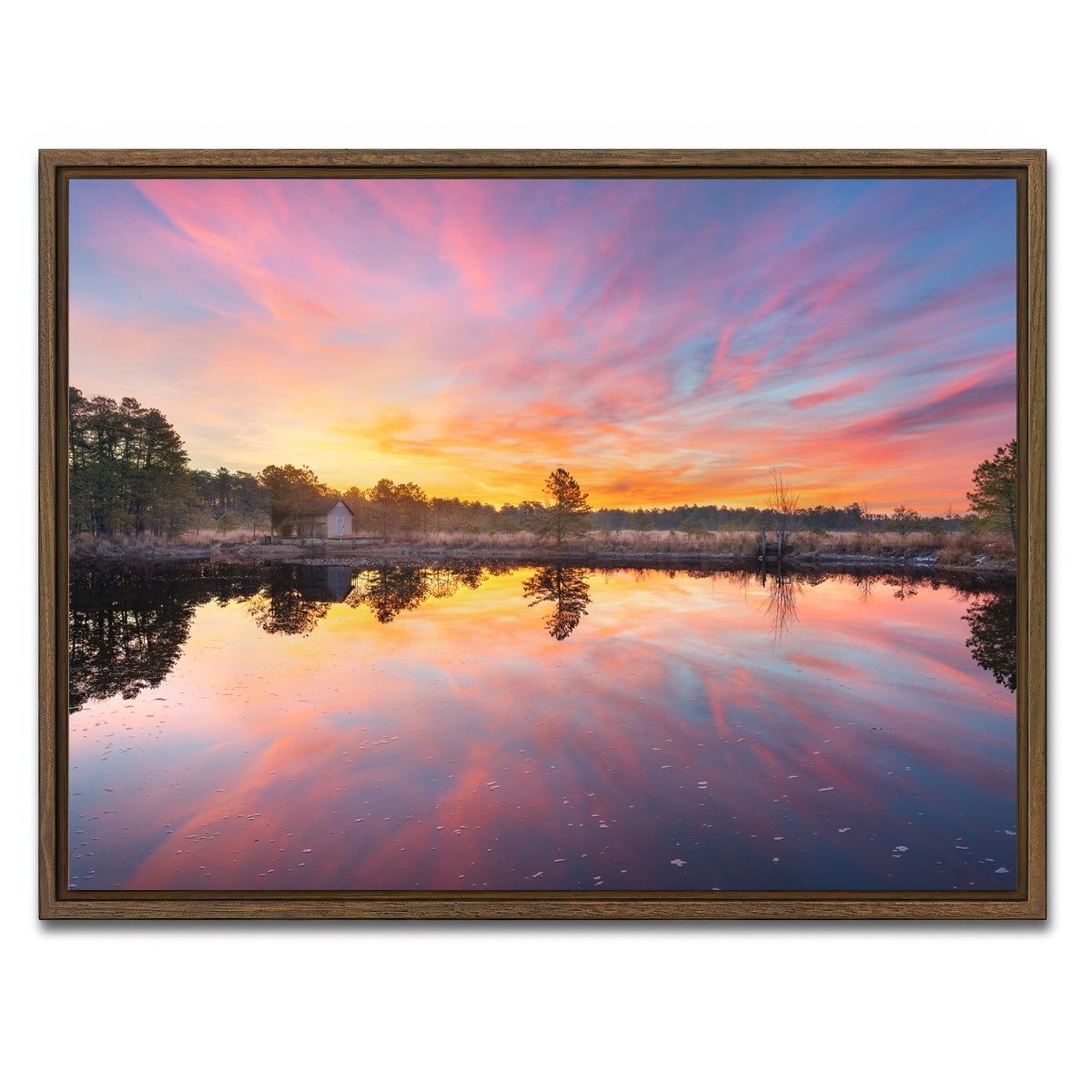AUTO-MOCKUP WHITE | Cranberry Bog Sunrise Big Skies | 1 Piece | Walnut Framed Canvas | group=4x3