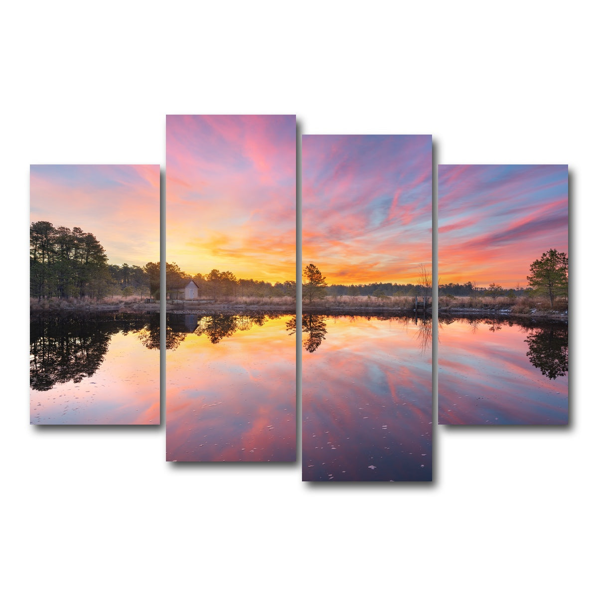 AUTO-MOCKUP WHITE | Cranberry Bog Sunrise Big Skies | 4 Piece | Gallery Wrap Canvas | group=4_short