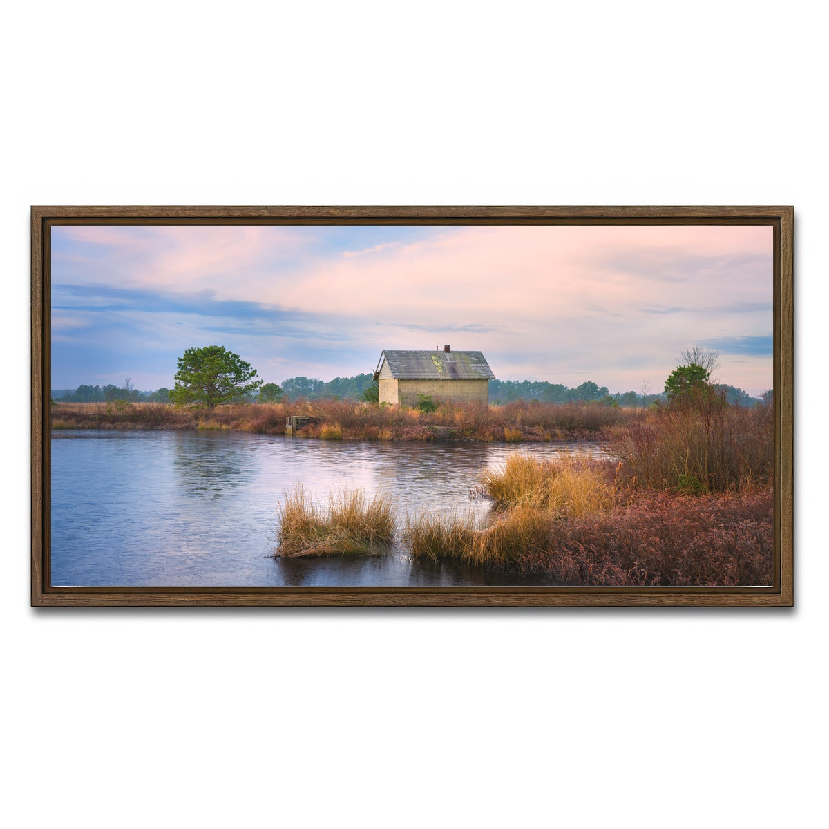 AUTO-MOCKUP WHITE | Cranberry Bog Winter Transition | 1 Piece | Walnut Framed Canvas | group=2x1
