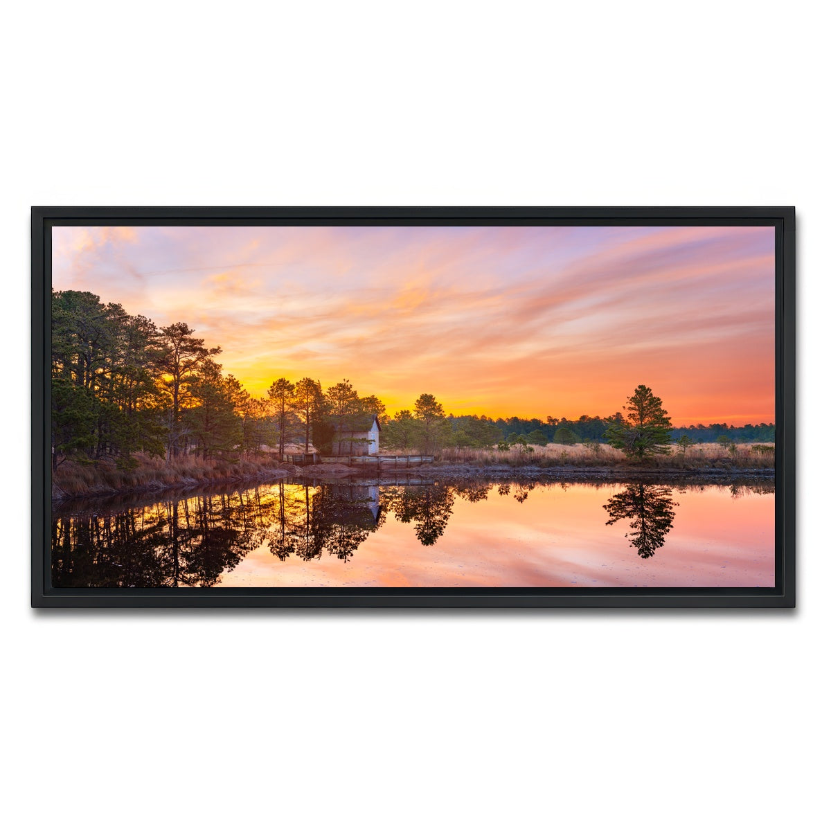 AUTO-MOCKUP WHITE | Cranberry Bogs Mirrored Mornings | 1 Piece | Black Framed Canvas | group=2x1