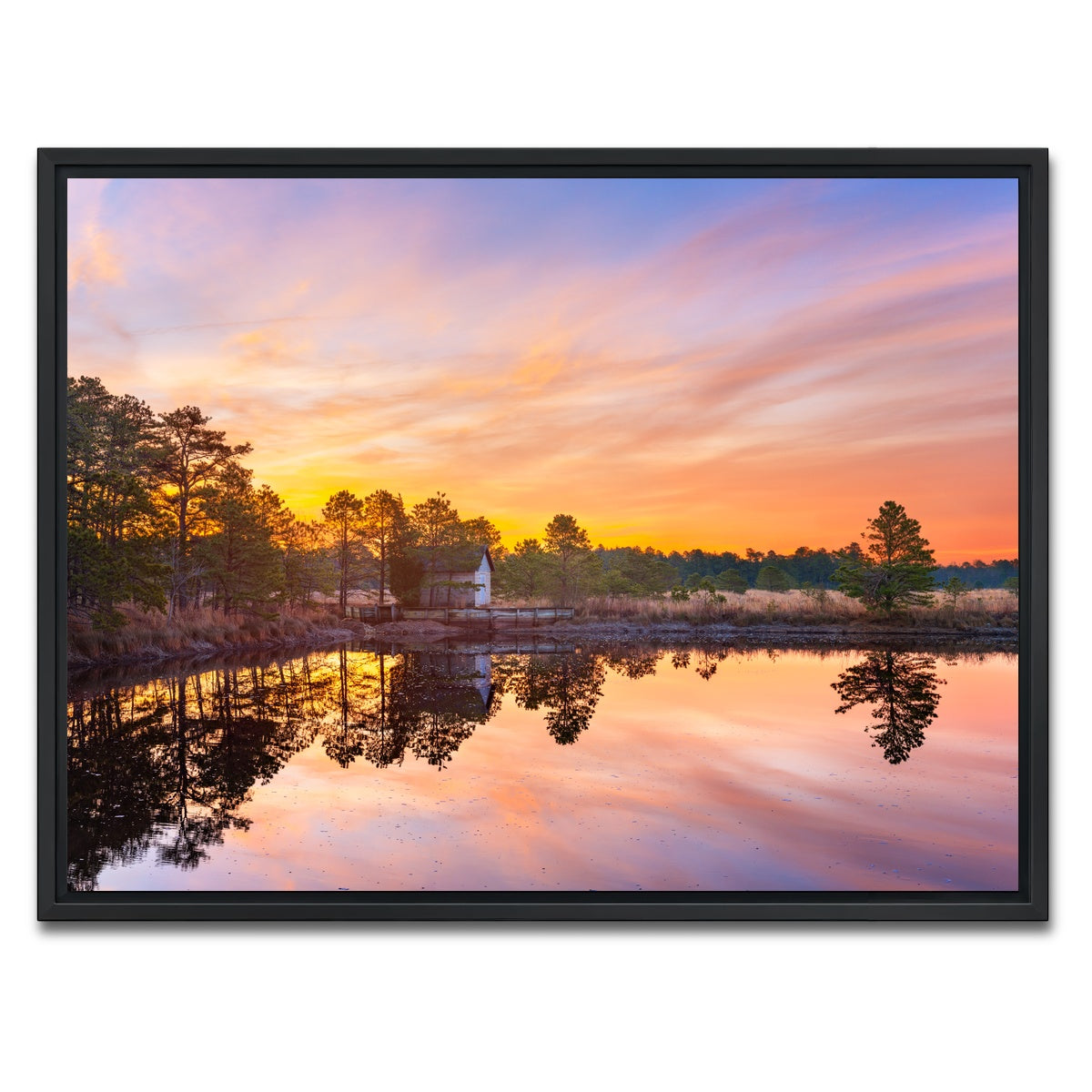 AUTO-MOCKUP WHITE | Cranberry Bogs Mirrored Mornings | 1 Piece | Black Framed Canvas | group=4x3