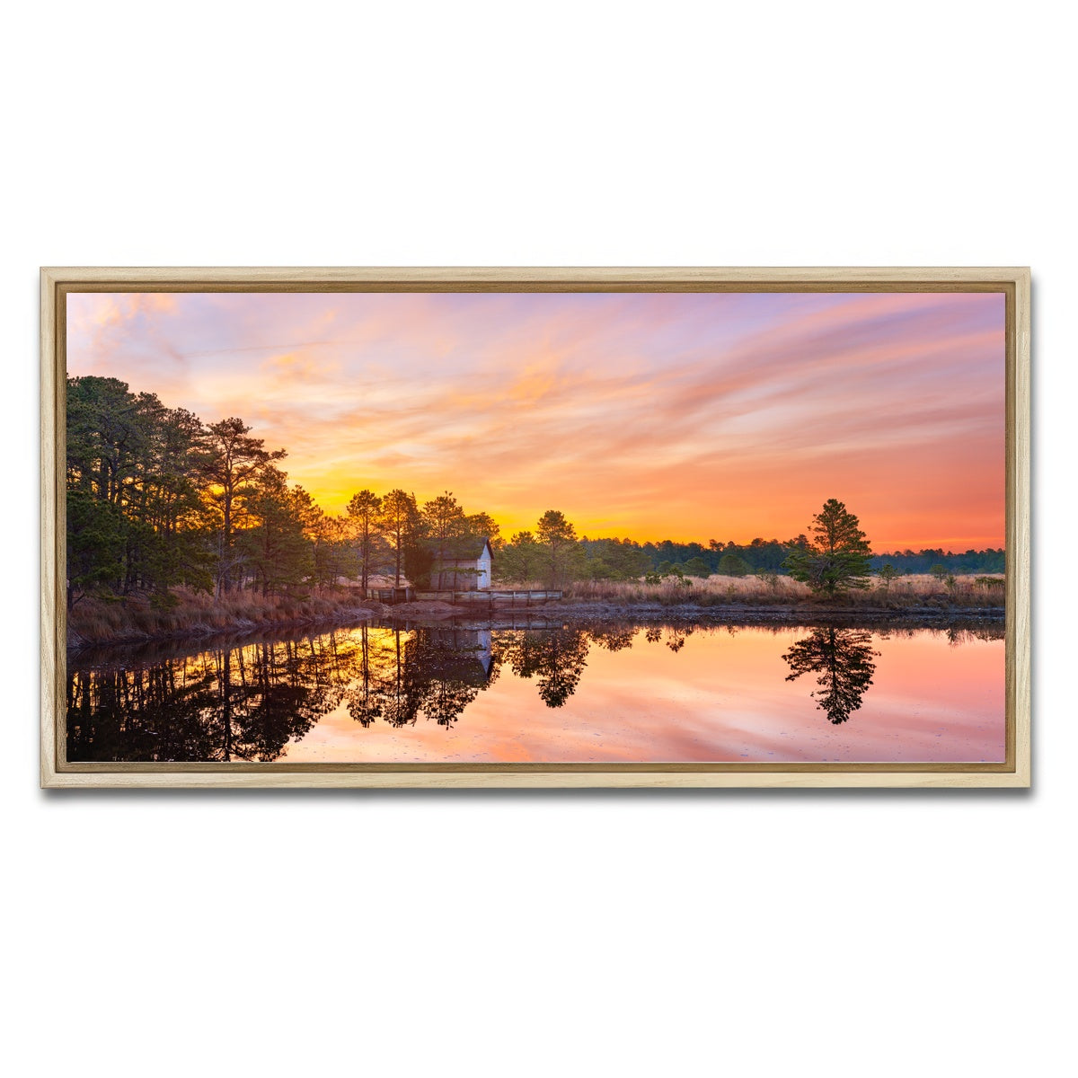 AUTO-MOCKUP WHITE | Cranberry Bogs Mirrored Mornings | 1 Piece | Natural Framed Canvas | group=2x1