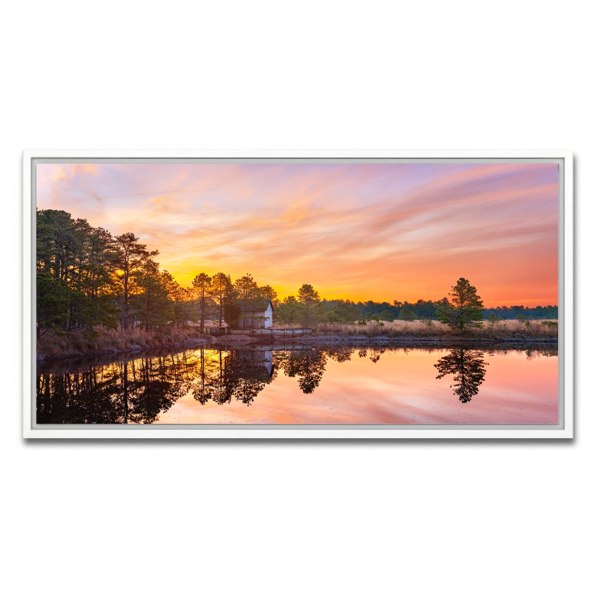 AUTO-MOCKUP WHITE | Cranberry Bogs Mirrored Mornings | 1 Piece | White Framed Canvas | group=2x1
