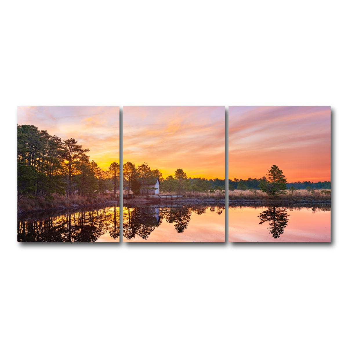 AUTO-MOCKUP WHITE | Cranberry Bogs Mirrored Mornings | 3 Piece | Gallery Wrap Canvas | group=18x24