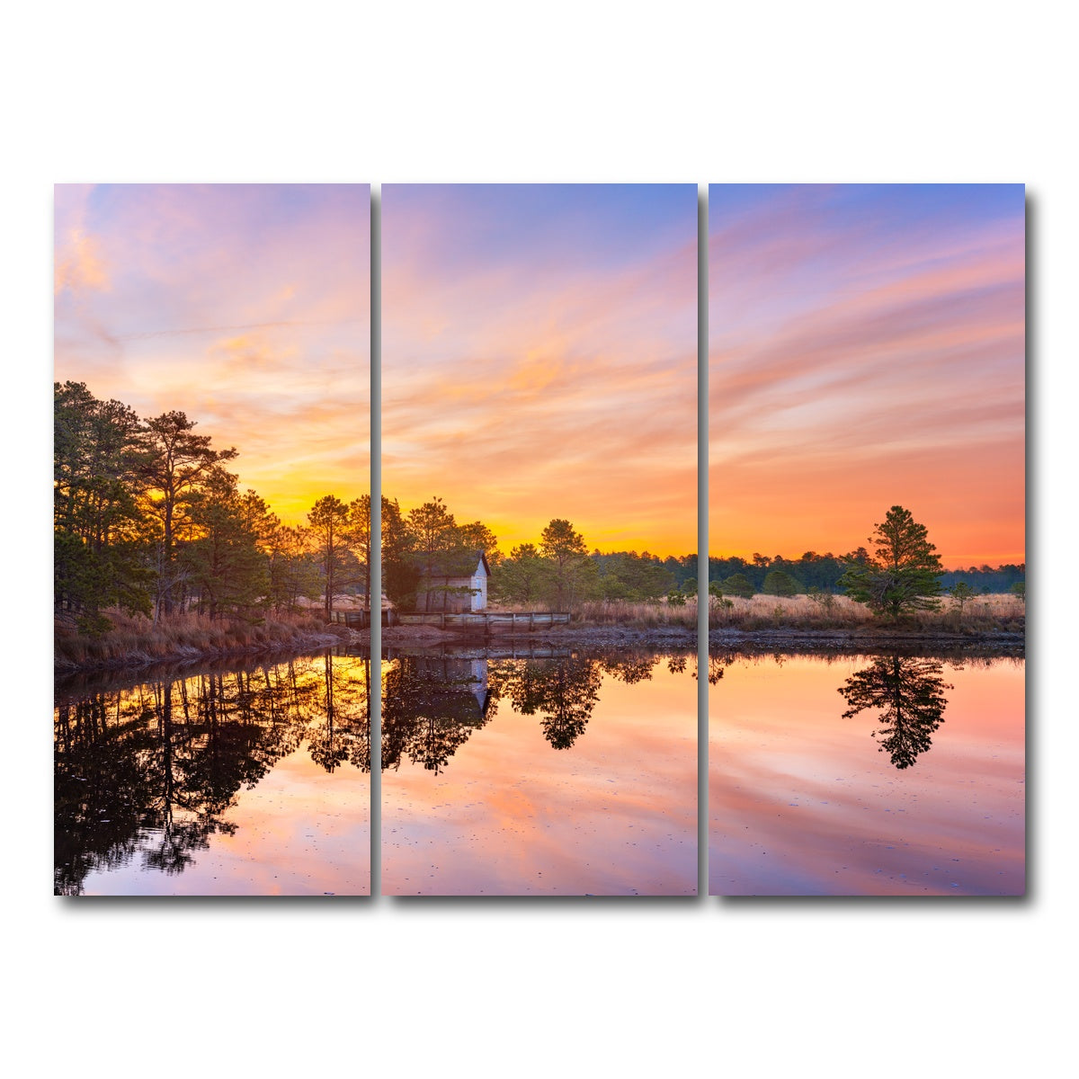 AUTO-MOCKUP WHITE | Cranberry Bogs Mirrored Mornings | 3 Piece | Gallery Wrap Canvas | group=8x18