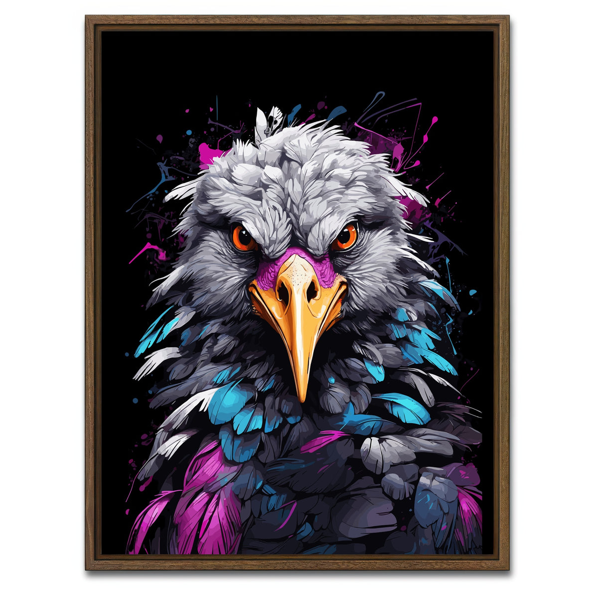 AUTO-MOCKUP WHITE | Crane Animal Colorful | 1 Piece | Walnut Framed Canvas | group=3x4