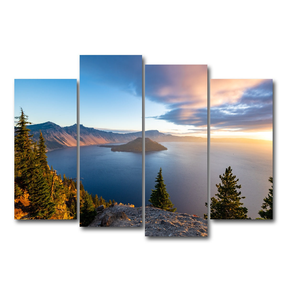 AUTO-MOCKUP WHITE | Crater Lake Sunrise | 4 Piece | Gallery Wrap Canvas | group=4_normal