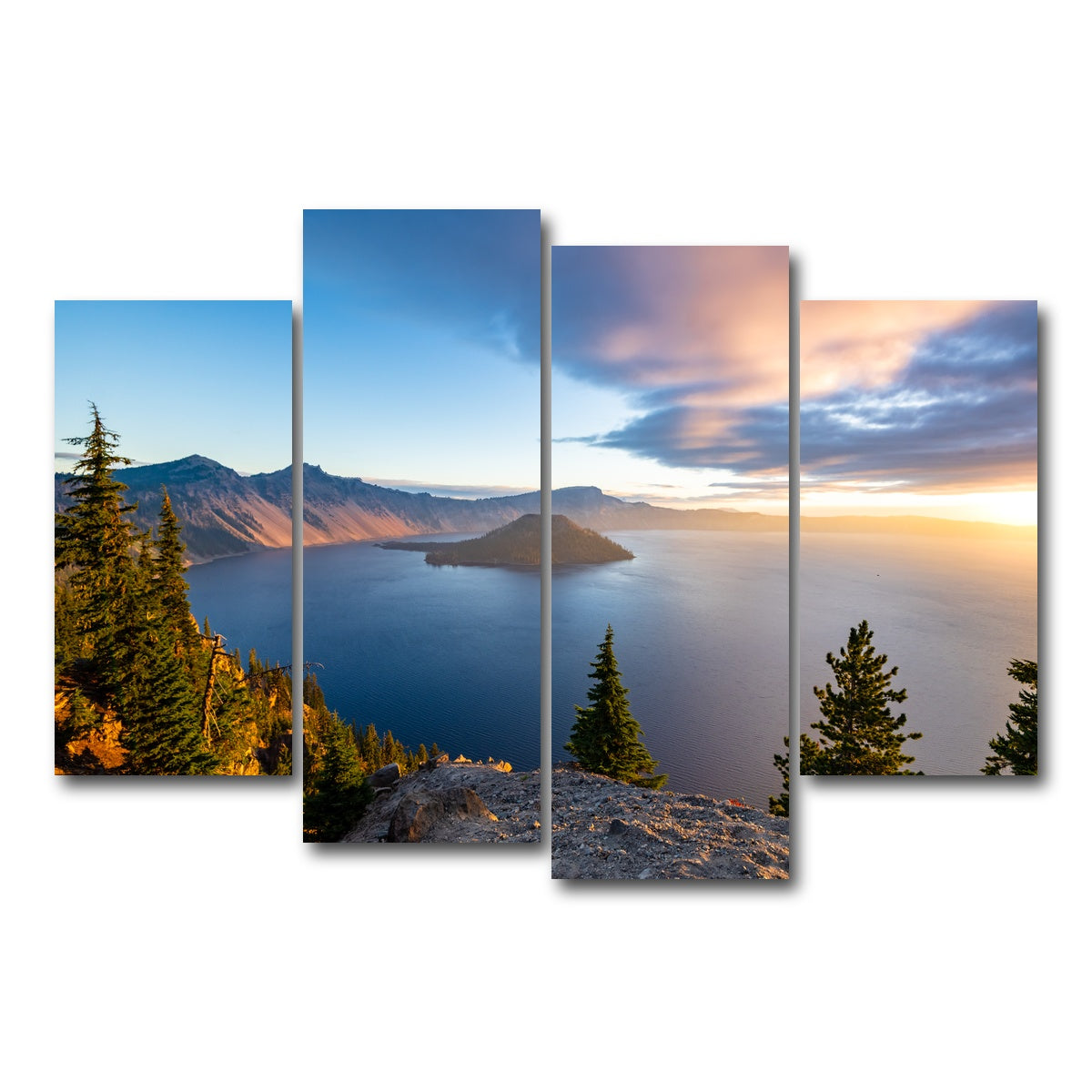 AUTO-MOCKUP WHITE | Crater Lake Sunrise | 4 Piece | Gallery Wrap Canvas | group=4_short