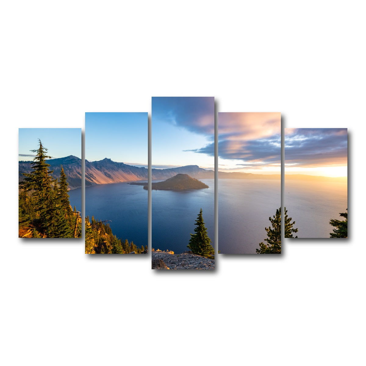 AUTO-MOCKUP WHITE | Crater Lake Sunrise | 5 Piece | Gallery Wrap Canvas | group=5_normal