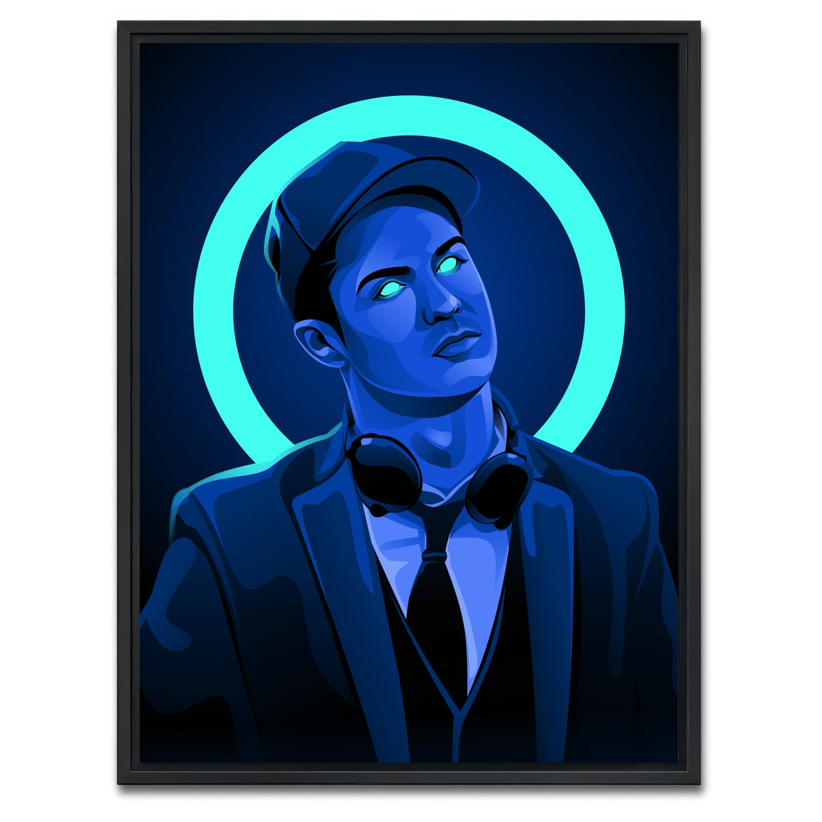 AUTO-MOCKUP WHITE | Cristiano Ronaldo Headphones | 1 Piece | Black Framed Canvas | group=3x4