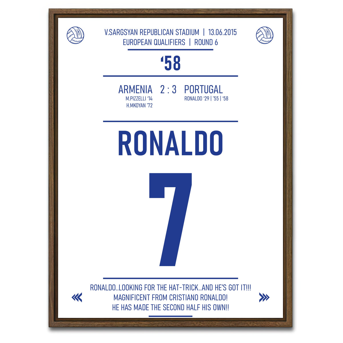 AUTO-MOCKUP WHITE | Cristiano Ronaldo Jersey | 1 Piece | Walnut Framed Canvas | group=3x4