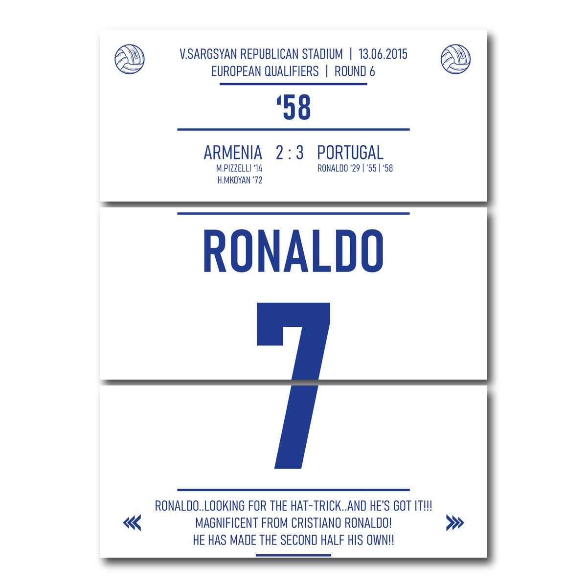 AUTO-MOCKUP WHITE | Cristiano Ronaldo Jersey | 3 Piece | Gallery Wrap Canvas | group=8x18_stacked