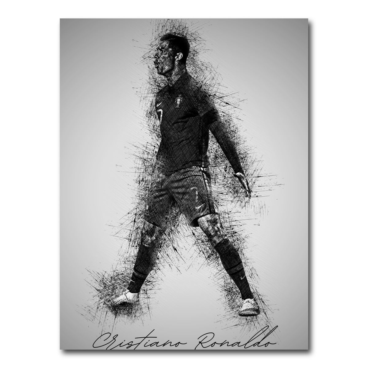 AUTO-MOCKUP WHITE | Cristiano Ronaldo Sketch | 1 Piece | Gallery Wrap Canvas | group=3x4