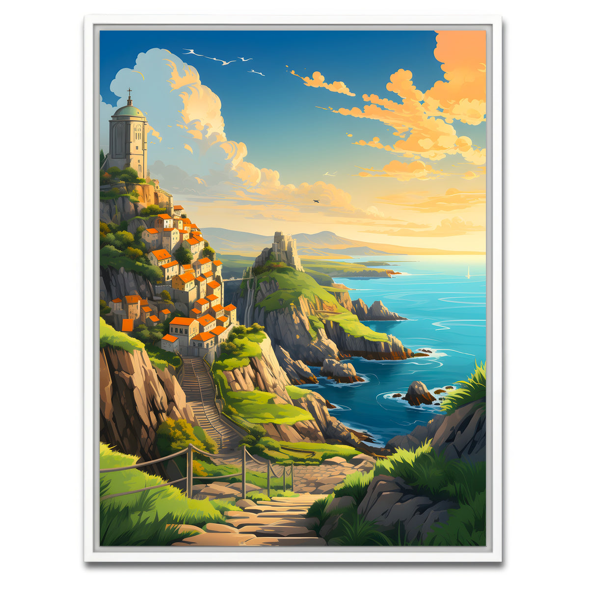 AUTO-MOCKUP WHITE | Croatia - The Walls of Dubrovnik | 1 Piece | White Framed Canvas | group=3x4