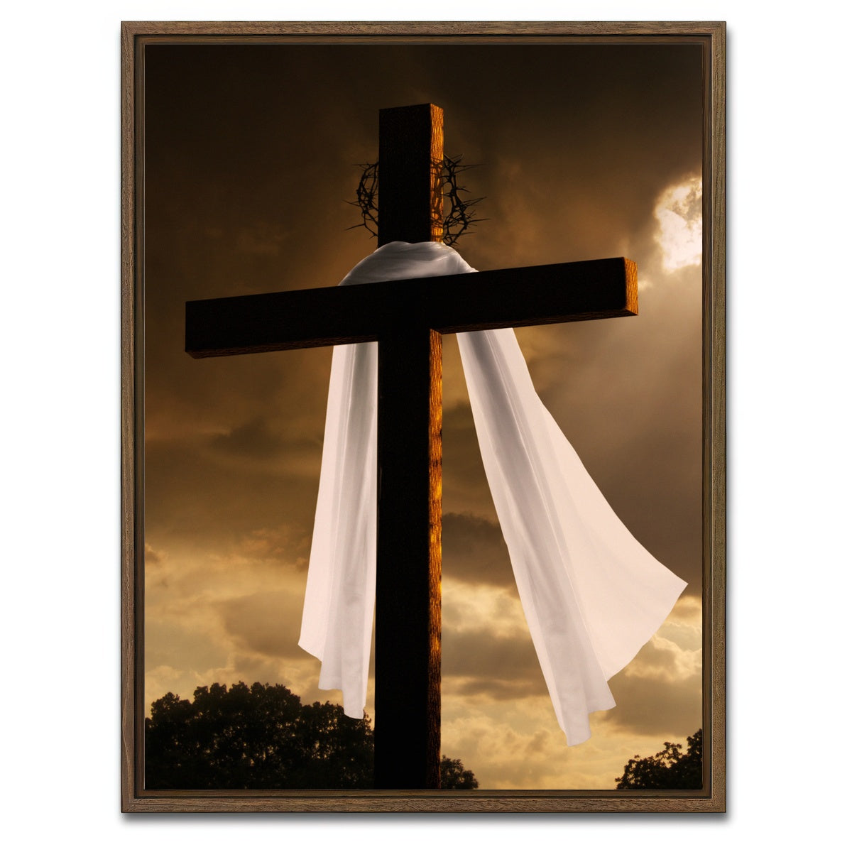 AUTO-MOCKUP WHITE | Cross | 1 Piece | Walnut Framed Canvas | group=3x4