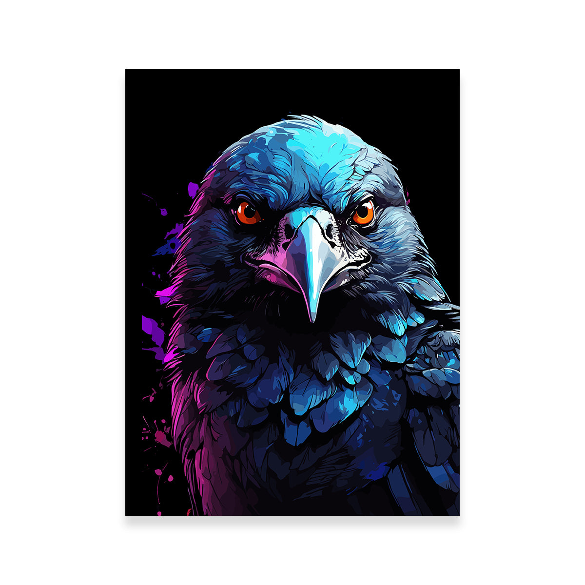 Crow Animal Colorful Wall Art