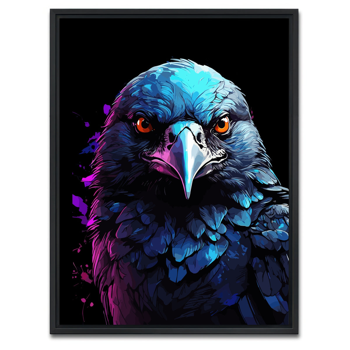 AUTO-MOCKUP WHITE | Crow Animal Colorful | 1 Piece | Black Framed Canvas | group=3x4