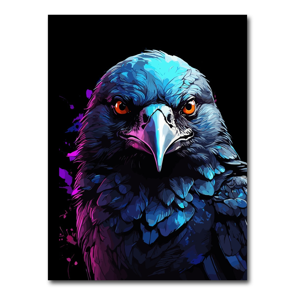 AUTO-MOCKUP WHITE | Crow Animal Colorful | 1 Piece | Gallery Wrap Canvas | group=3x4