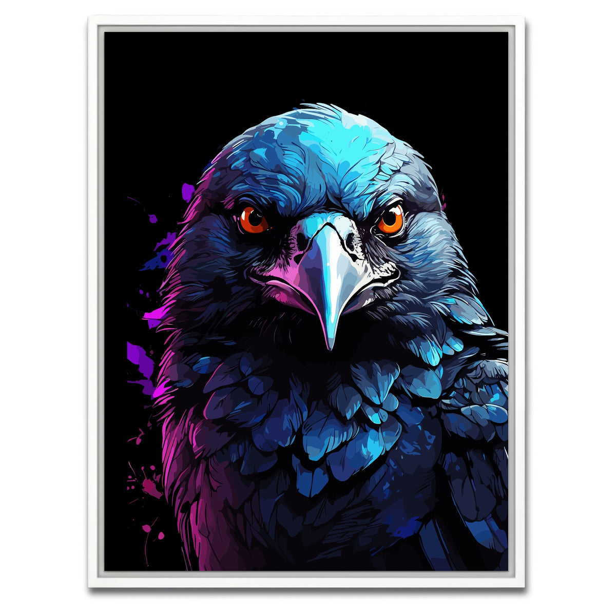 AUTO-MOCKUP WHITE | Crow Animal Colorful | 1 Piece | White Framed Canvas | group=3x4