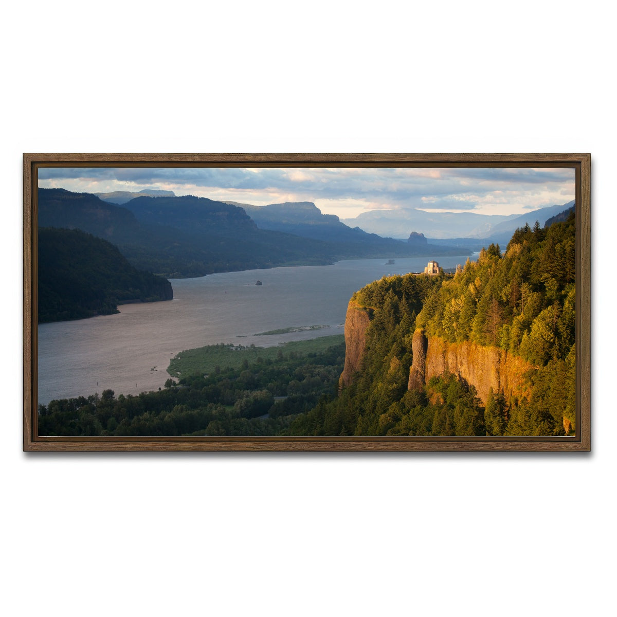 AUTO-MOCKUP WHITE | Crown Point - Columbia river Gorge | 1 Piece | Walnut Framed Canvas | group=2x1