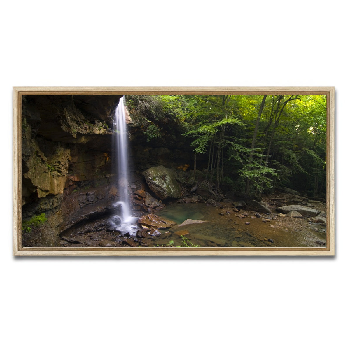 AUTO-MOCKUP WHITE | Cucumber Falls in Ohiopyle State Park | 1 Piece | Natural Framed Canvas | group=2x1
