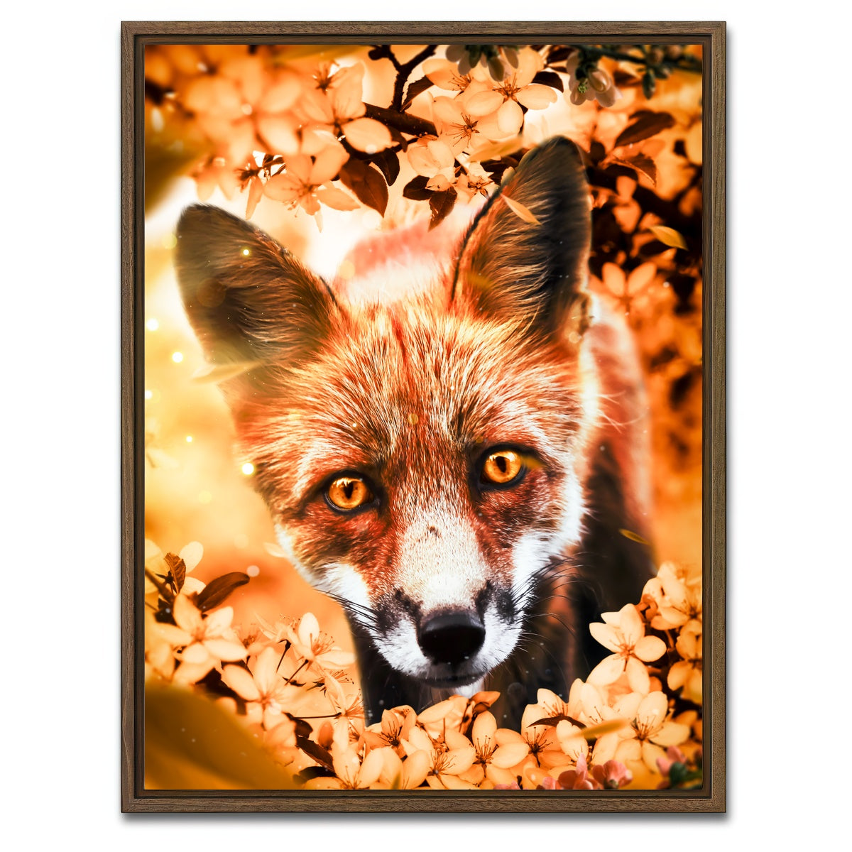 AUTO-MOCKUP WHITE | Curious fox | 1 Piece | Walnut Framed Canvas | group=3x4