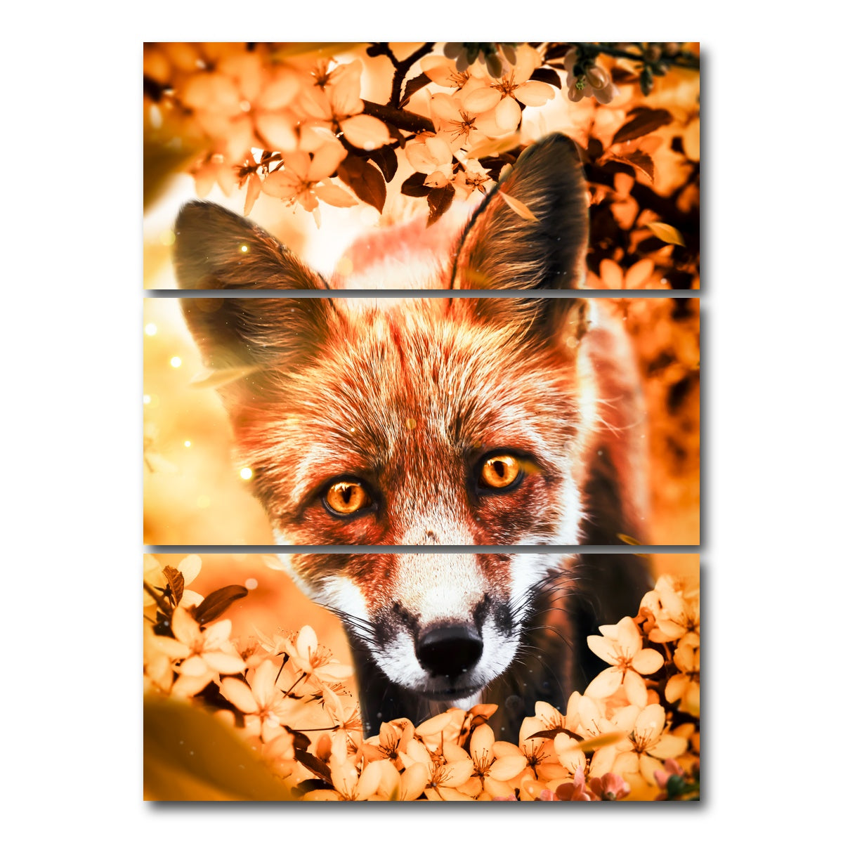 AUTO-MOCKUP WHITE | Curious fox | 3 Piece | Gallery Wrap Canvas | group=8x18_stacked