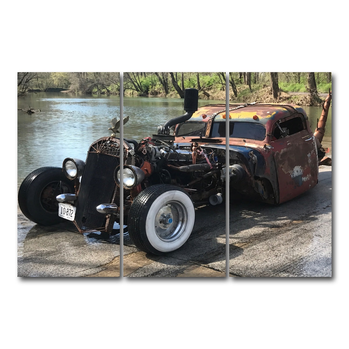 AUTO-MOCKUP WHITE | Custom Rat Rod | 3 Piece | Gallery Wrap Canvas | group=12x24