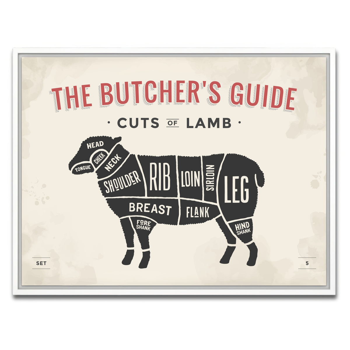 AUTO-MOCKUP WHITE | Cuts of Lamb | 1 Piece | White Framed Canvas | group=4x3