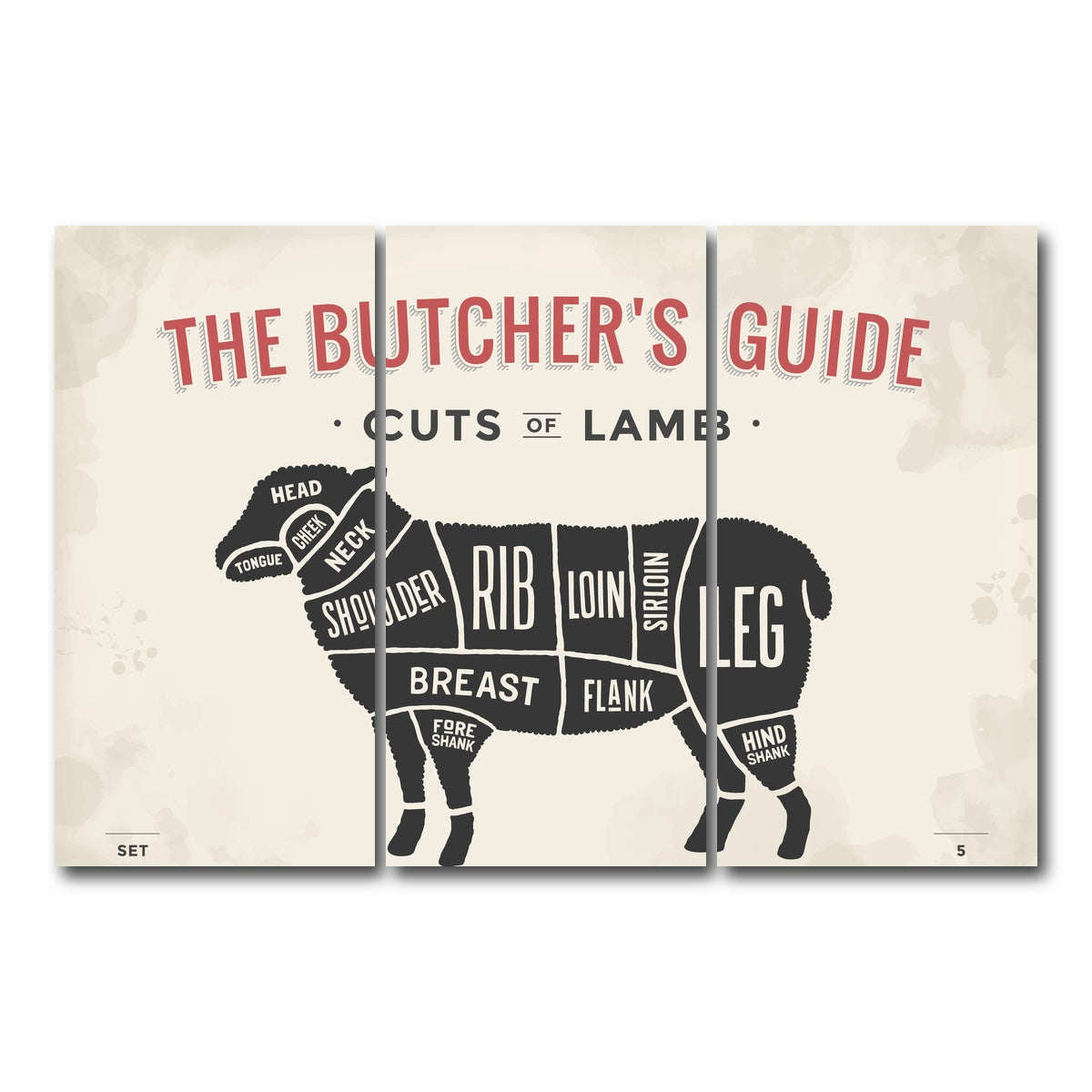 AUTO-MOCKUP WHITE | Cuts of Lamb | 3 Piece | Gallery Wrap Canvas | group=12x24
