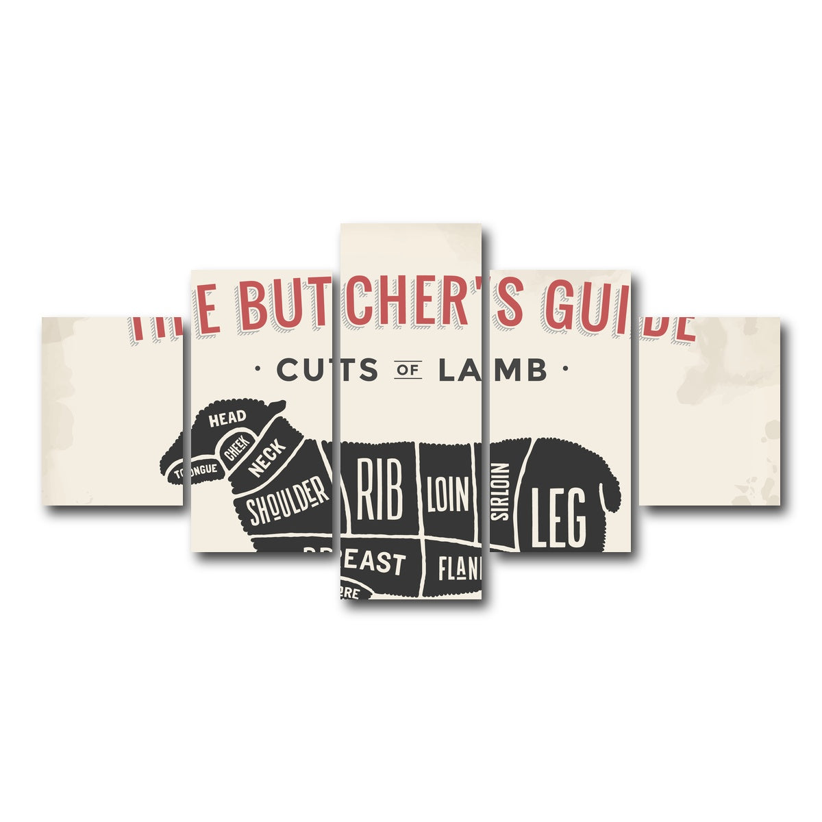 AUTO-MOCKUP WHITE | Cuts of Lamb | 5 Piece | Gallery Wrap Canvas | group=5_short
