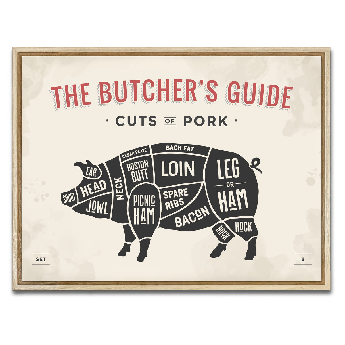 AUTO-MOCKUP WHITE | Cuts of Pork | 1 Piece | Natural Framed Canvas | group=4x3