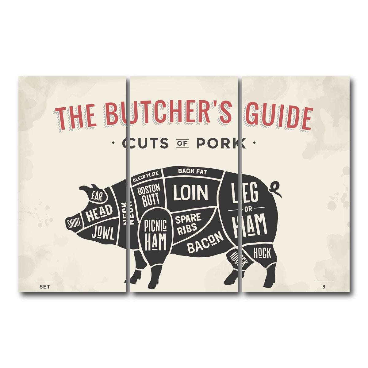 AUTO-MOCKUP WHITE | Cuts of Pork | 3 Piece | Gallery Wrap Canvas | group=12x24