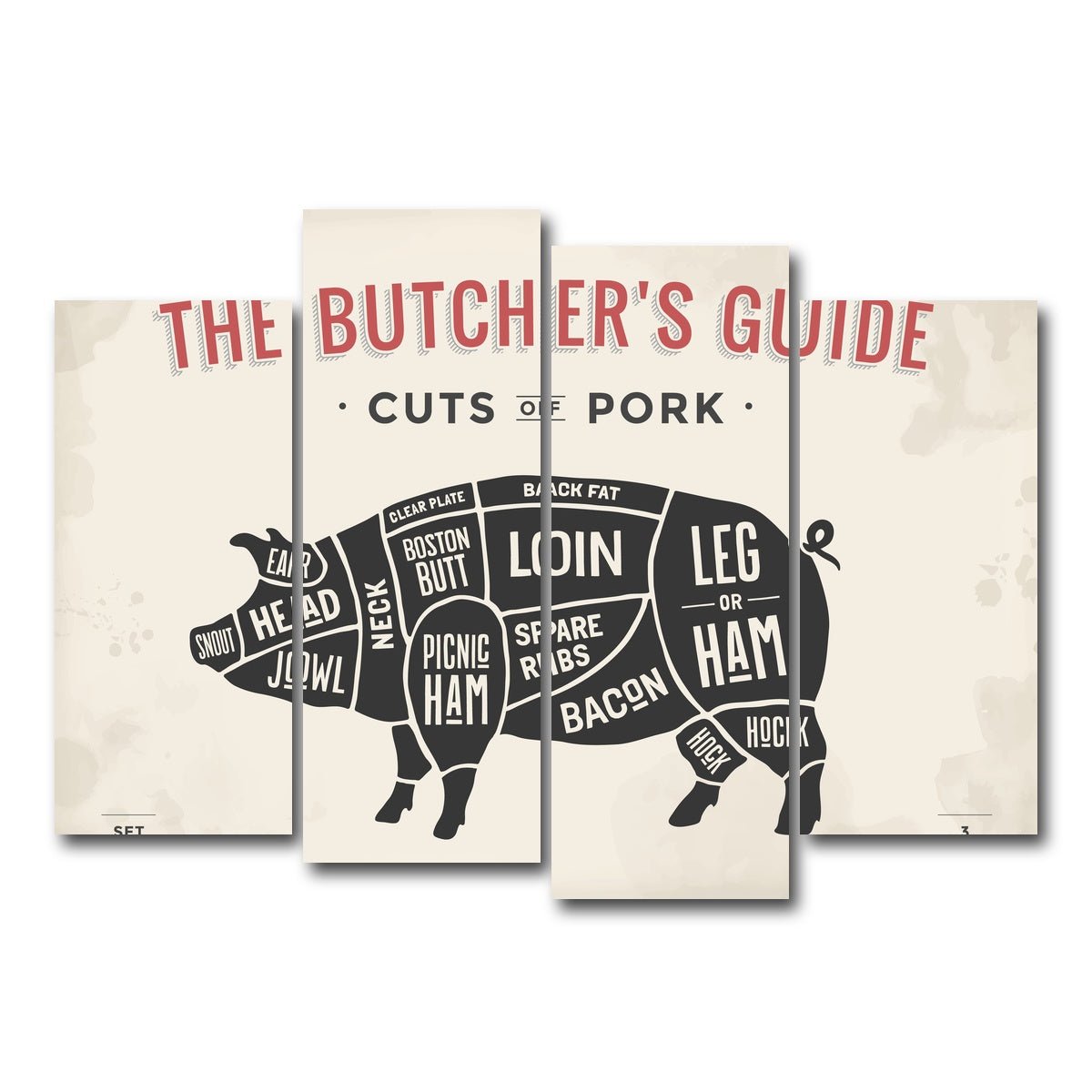 AUTO-MOCKUP WHITE | Cuts of Pork | 4 Piece | Gallery Wrap Canvas | group=4_normal