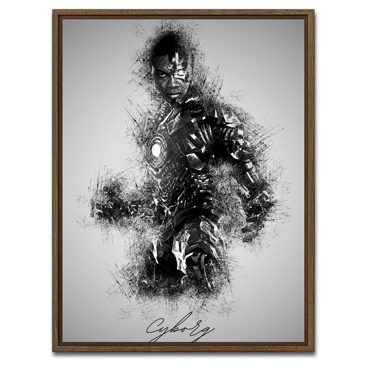 AUTO-MOCKUP WHITE | Cyborg | 1 Piece | Walnut Framed Canvas | group=3x4