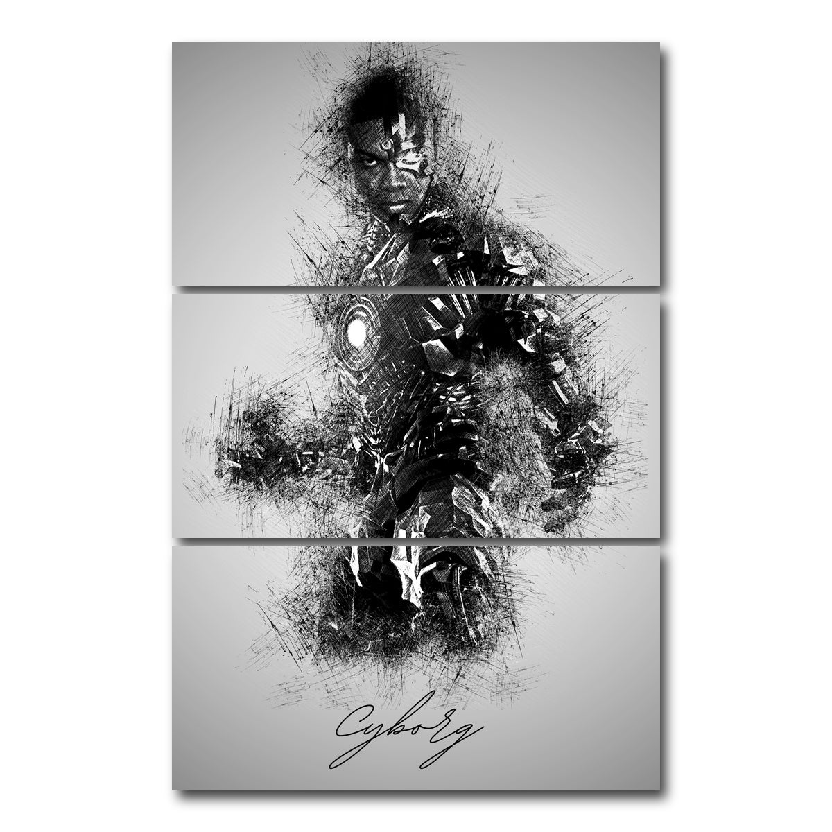 AUTO-MOCKUP WHITE | Cyborg | 3 Piece | Gallery Wrap Canvas | group=12x24_stacked