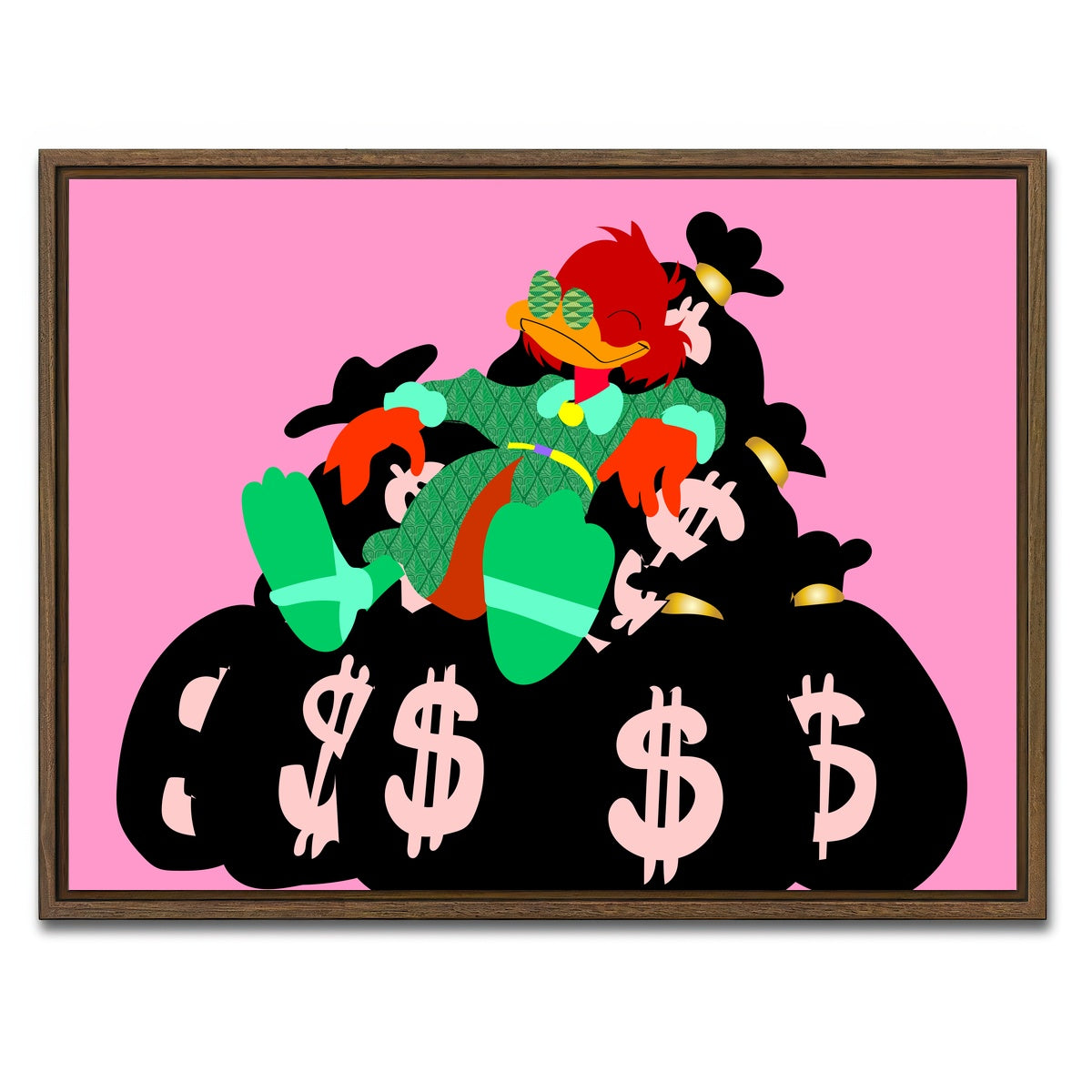 AUTO-MOCKUP WHITE | DONALD MONEY PILE | 1 Piece | Walnut Framed Canvas | group=4x3