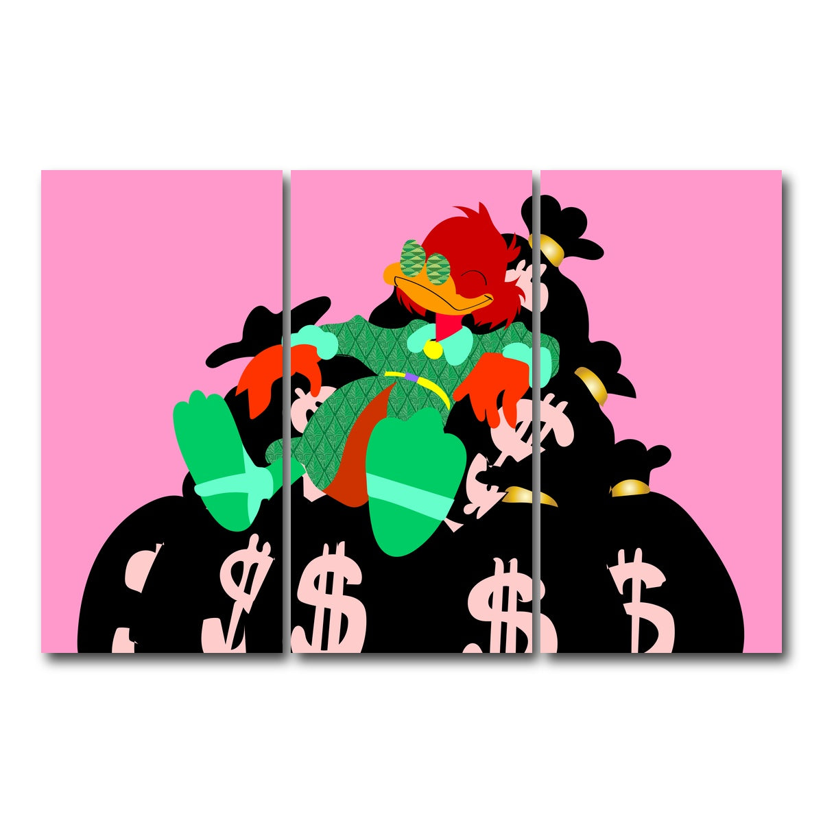 AUTO-MOCKUP WHITE | DONALD MONEY PILE | 3 Piece | Gallery Wrap Canvas | group=12x24