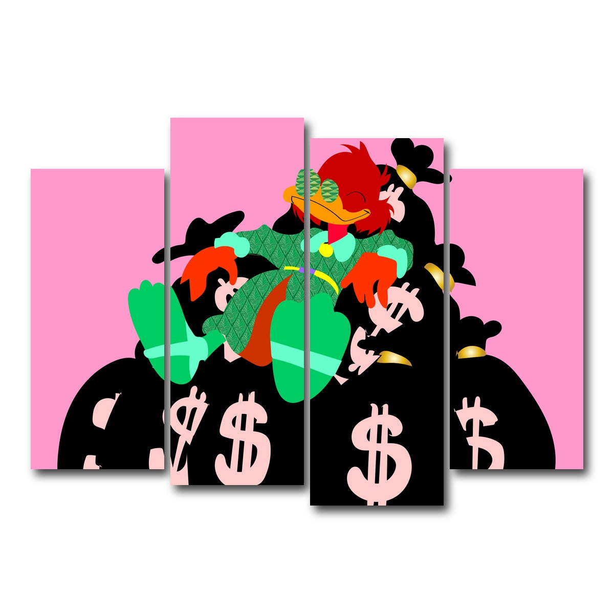 AUTO-MOCKUP WHITE | DONALD MONEY PILE | 4 Piece | Gallery Wrap Canvas | group=4_normal