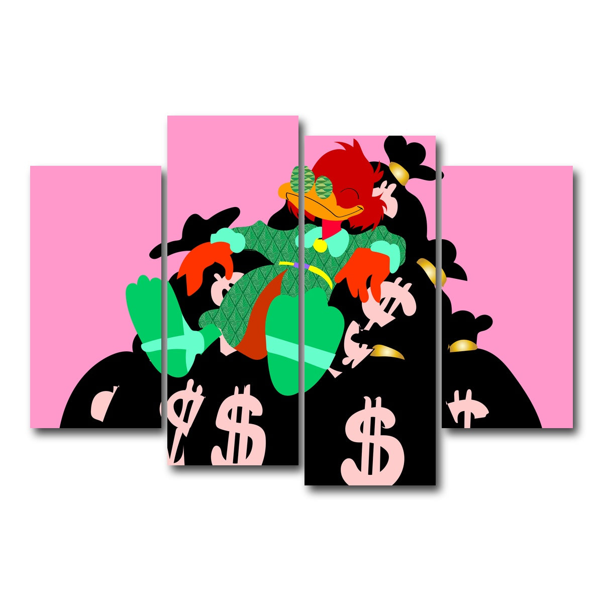 AUTO-MOCKUP WHITE | DONALD MONEY PILE | 4 Piece | Gallery Wrap Canvas | group=4_short