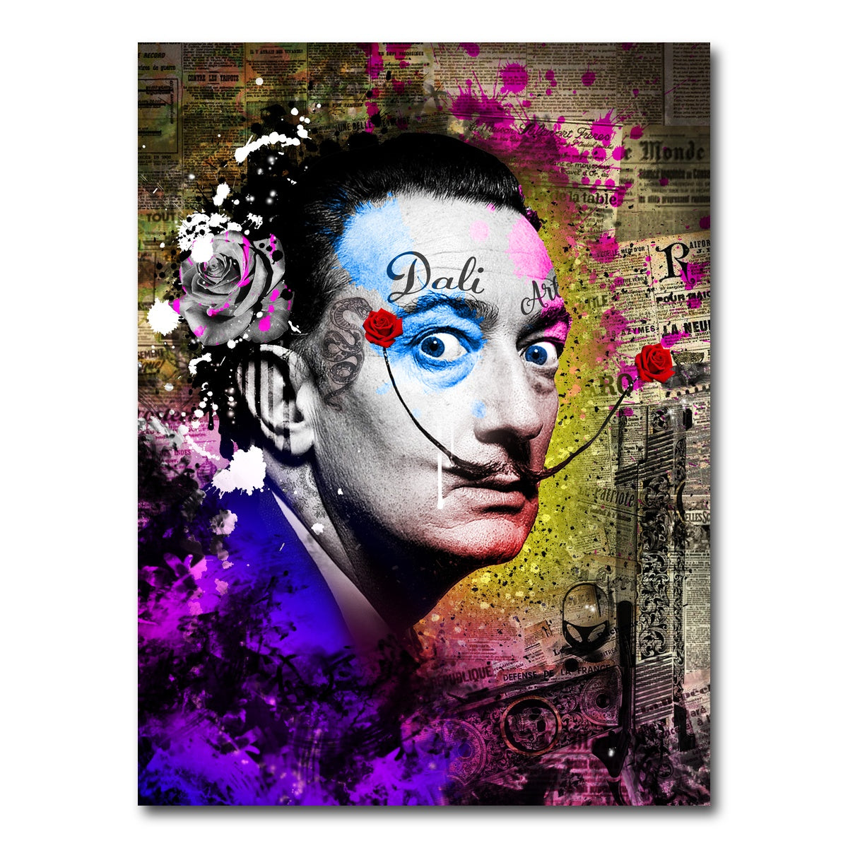AUTO-MOCKUP WHITE | Dali With Tattoo | 1 Piece | Gallery Wrap Canvas | group=3x4