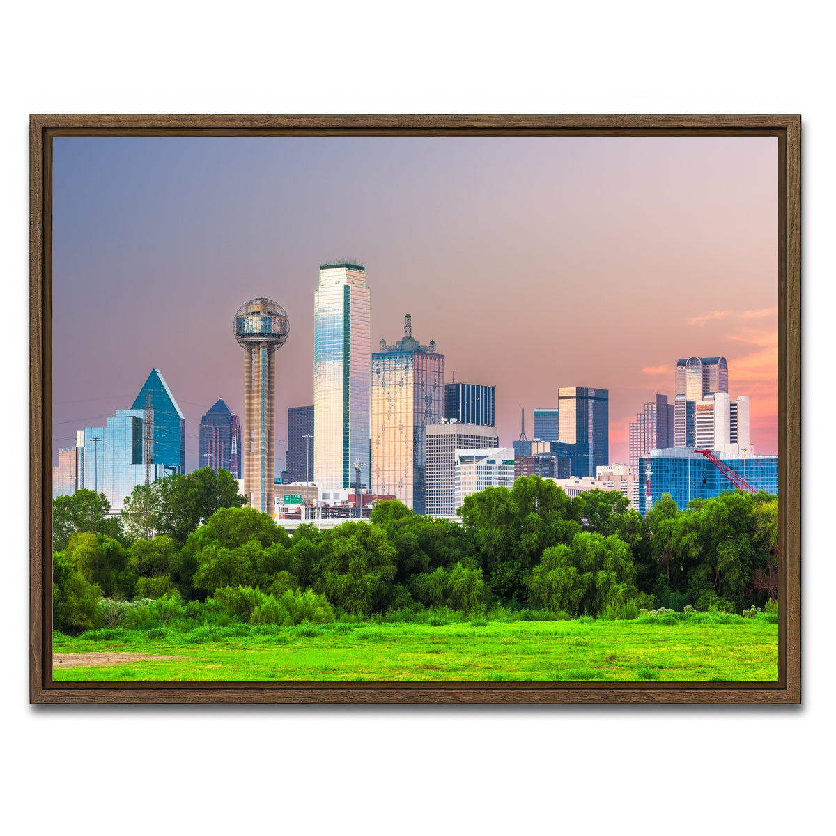 AUTO-MOCKUP WHITE | Dallas Skyline | 1 Piece | Walnut Framed Canvas | group=4x3