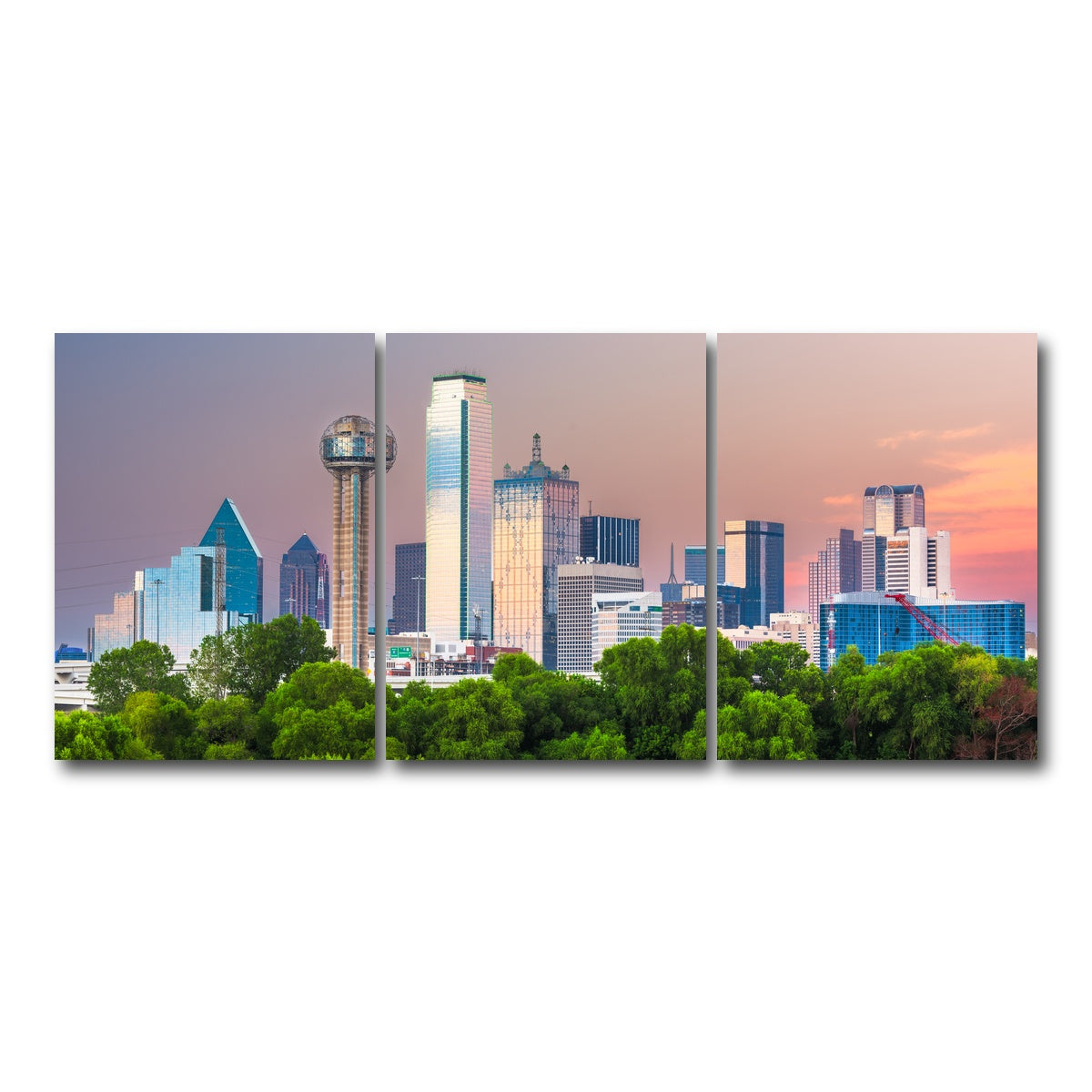 AUTO-MOCKUP WHITE | Dallas Skyline | 3 Piece | Gallery Wrap Canvas | group=18x24